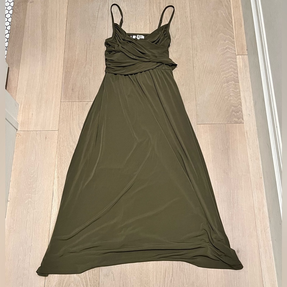 Jennifer Lopez Olive Green Maxi Dress Size M Medium